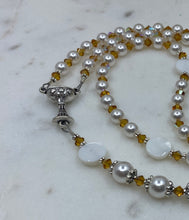 Load image into Gallery viewer, White Pearls and Golden Accent Holy Communion Rosary
