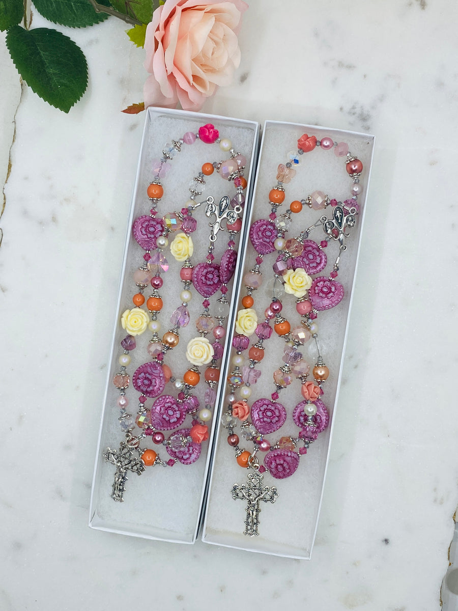 Shower of Roses St Therese, Blessed Virgin Mary Rosary Victory Bead