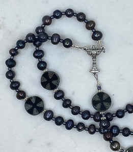 Natural Freshwater Black Pearl Communion Rosary
