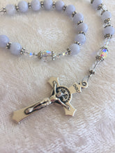 Load image into Gallery viewer, Fleur-De-Lis Natural Blue Lace Agate Rosary