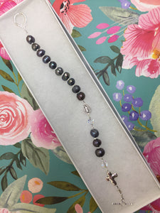Black Freshwater Pearl Catholic Rosary Decade Bracelet