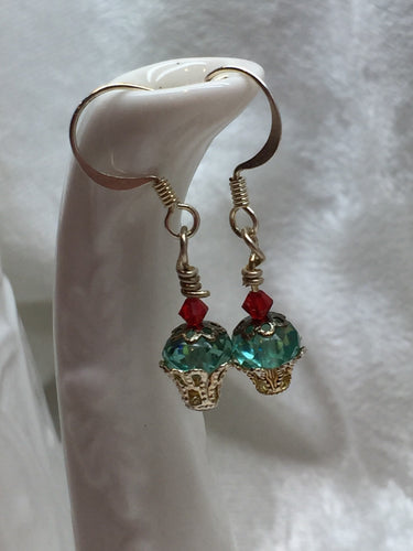 Dainty Cupcake Earrings in a Gold Basket with a Cherry on Top!