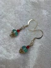 Load image into Gallery viewer, Dainty Cupcake Earrings in a Gold Basket with a Cherry on Top!